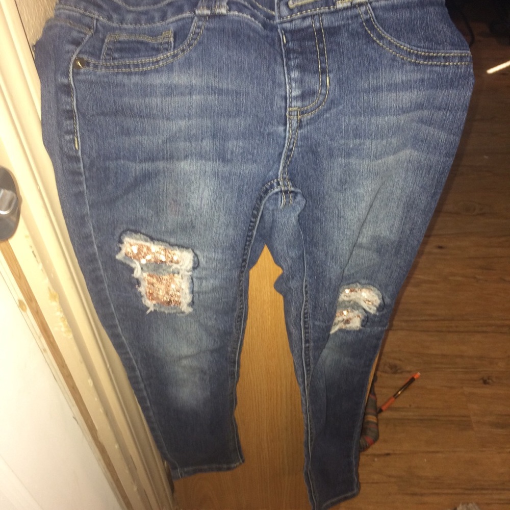 Sequin Ripped Jeans